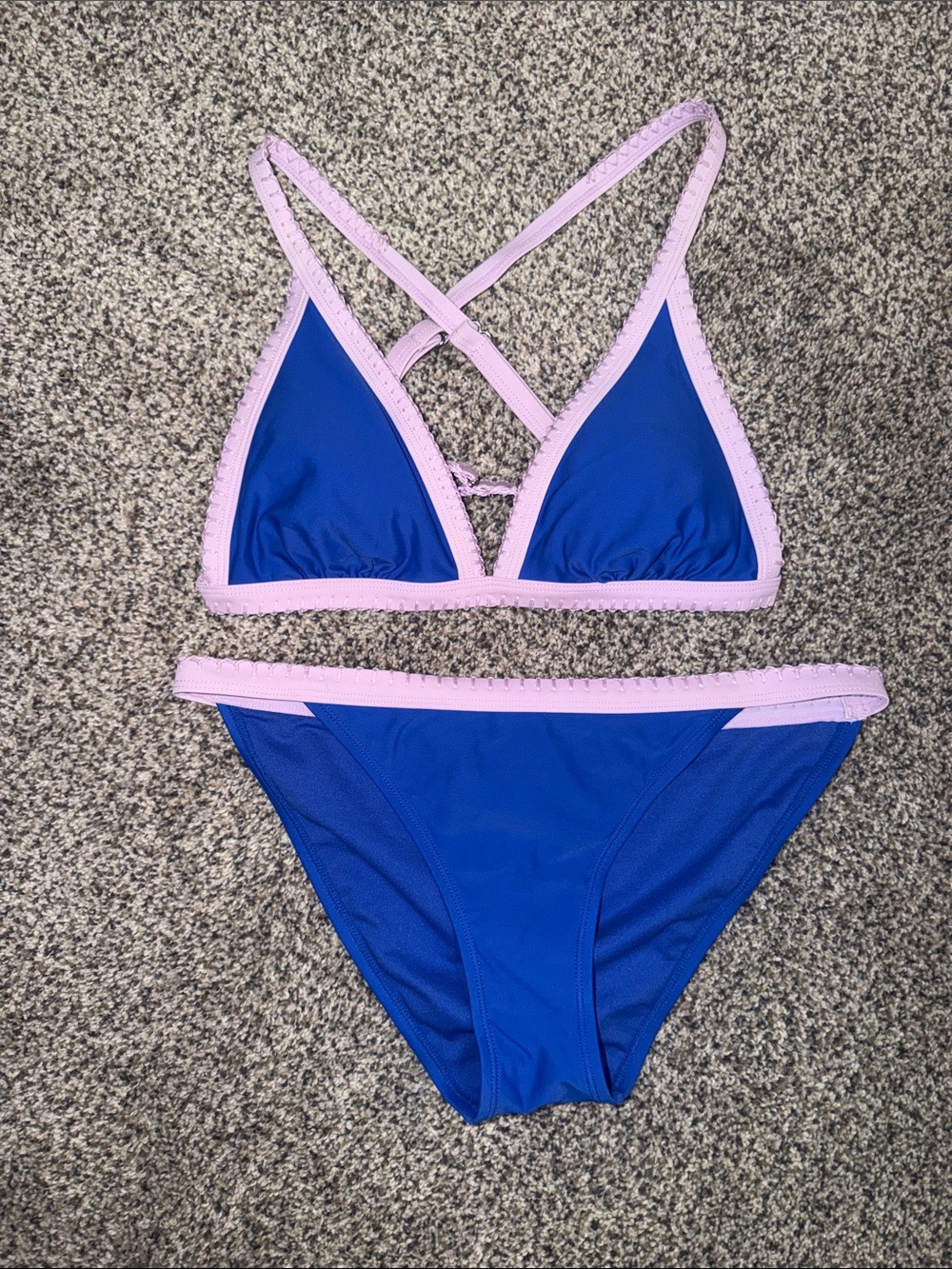Xhilaration Blue and Light Pink Triangle Bikini Set